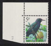 Belgium Common Starling Bird Buzin 'Etourneau Sansonnet' 5f Corner 1990 MNH SG#3307 MI#2690 Sc#1437 - Nuevos