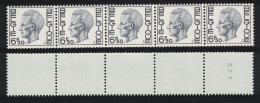Belgium King Baudouin Type 1970 6.50Fr Roll Strip Of 5 1974 MNH SG#2214b - Unused Stamps