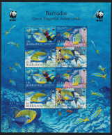 Barbados WWF Queen Triggerfish Diving Fish Sheetlet Of 2 Sets 2006 MNH SG#1290-1293 MI#1119-1122 Sc#1102-1105 - Barbados (1966-...)