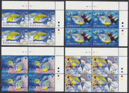 Barbados WWF Queen Triggerfish Diving 4v Corner Blocks Of 4 2006 MNH SG#1290-1293 MI#1119-1122 Sc#1102-1105 - Barbades (1966-...)