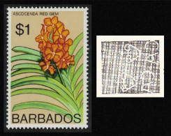 Barbados Ascocenda 'Red Gem' Orchid $1 WMK Ww14 RAR 1975 MNH SG#521 - Barbades (1966-...)