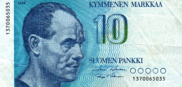 Billet De Finlande: Suomen Pankki Finlands Bank 10 Mark, Kymmenen Markkaa 1986 - Paavo Nurmi - Finlande