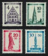 Baden Cornhouse Cathedral Sculpture Freiburg 4v 1949 MNH SG#FB38-FB41 - Other & Unclassified