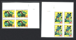 Cameroun Turacos Lovebirds Birds 2v Imperf Corner Blocks Of 4 1972 MNH SG#663-664 MI#715-716 - Kamerun (1960-...)