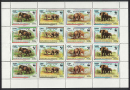 Cambodia WWF Malayan Elephant Sheetlet Of 4 Sets 1997 MNH SG#1620-1623 MI#1680-1683 Sc#1597 A-d - Cambodge