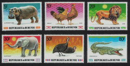 Burundi Birds Hippo Lion Elephant Crocodile Animals 6v 1991 MNH SG#1495-1500 MI#1720A-1725A - Neufs