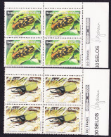 Brazil Beetles 2v Upper Right Corner Blocks Of Four 1993 MNH SG#2576-2577 - Neufs