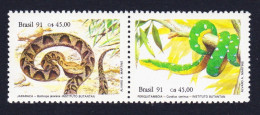 Brazil Snakes Jararaca Green Tree Boa 2v Pair 1991 MNH SG#2481-2482 - Ongebruikt