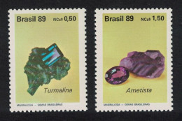 Brazil Precious Stones Amethyst Tourmaline 2v 1989 MNH SG#2376-2377 MI#2312-2313 - Unused Stamps