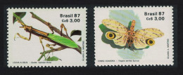 Brazil Moth Mantis Insects 2v 1987 MNH SG#2279-2280 MI#2219-2220 - Nuovi