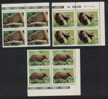 Brazil Bush Dog Porcupine Ant-eater 3v Blocks Of 4 1988 MNH SG#2317-2319 MI#2259-2261 Sc#2141-2143 - Unused Stamps