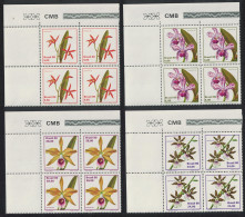 Brazil Orchids 4v Corner Blocks Of 4 1980 MNH SG#1862-1865 MI#1785-1788 - Ongebruikt