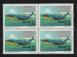 Brazil Blue Whale Block Of 4 1977 MNH SG#1663 MI#1597 - Unused Stamps