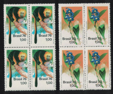 Brazil Nature Protection Tamarin Orchid 2v In Blocks Of 4 1976 MNH SG#1589-1590 Sc#1438-1439 - Ongebruikt