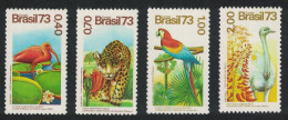 Brazil Ibis Macaw Rhea Birds Jaguar Flora And Fauna 4v 1973 MNH SG#1478-1481 MI#1415-1418 - Ongebruikt