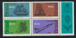 Brazil Ships Jet Armed Forces' Day Block Of 4v With Label 1972 MNH SG#1422-1425 - Ongebruikt