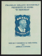 Brazil Franklin D Roosevelt MS WITH WATERMARK RAR! 1949 MNH SG#MS788a MI#Block 10Z Sc#C76a - Neufs