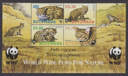 Botswana WWF Black-footed Cat 4v Block Of 4 WWF Logo 2005 MNH SG#1040-1043 MI#817-820 Sc#806-809 - Botswana (1966-...)