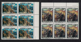 Bolivia America Voyages Of Discovery Paintings UPAEP Blocks Of 6 1991 MNH SG#1232-1233 - Bolivië