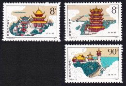 China Pagodas Ancient Buildings 3v 1987 MNH SG#3520-3523 MI#2144-2147 Sc#2117-2120 - Unused Stamps