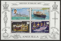 ANGUILLA 1977 Royal Visit - Silver Jubilee Stamps Overprinted MNH MINATURE SHEET - Anguilla (1968-...)