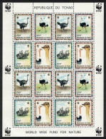 Chad Birds WWF North African Ostrich Sheetlet Of 4 Sets 1996 MNH MI#1370-1373 Sc#693 A-d - Chad (1960-...)