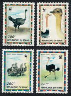 Chad WWF Birds North African Ostrich 4v 1996 MNH MI#1370-1373 Sc#693 A-d - Chad (1960-...)