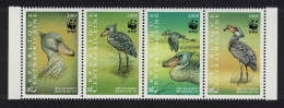 Central African Rep. Birds WWF Shoebill Strip Of 4v 1999 MNH MI#2211-2214 Sc#1239 A-d - Zentralafrik. Republik