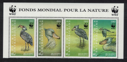 Central African Rep. Birds WWF Shoebill Strip Of 4v WWF Logo 1999 MNH MI#2211-2214 Sc#1239 A-d - Centrafricaine (République)