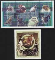 Central African Rep. Cats 8v Sheetlet+MS 1998 MNH MI#1954-1961A+Block 603 - Central African Republic