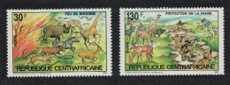 Central African Rep. Giraffe Elephant Rhino Lions Nature Protection 2v 1984 MNH SG#990-991 - Zentralafrik. Republik