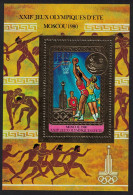 Central African Rep. Olympic Games Moscow Basketball MS 1500F GOLD FOIL 1980 MNH MI#Block 89A - Central African Republic