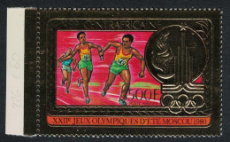 Central African Rep. Relay Moscow Olympic Games 1500 Fr On Gold Foil 1980 MNH MI#686A - Central African Republic