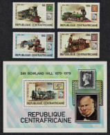 Central African Rep. Trains Death Centenary Of Sir Rowland Hill 4v+MS 1979 MNH SG#671-MS675 - Centrafricaine (République)