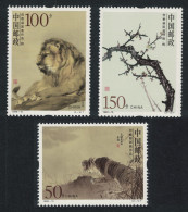 China Tiger Paintings By He Xiang-ning 3v 1998 MNH SG#4302-4304 MI#2923-2925 Sc#2880-2882 - Ongebruikt