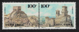China - San Marino Diplomatic Relations Pair 1996 MNH SG#4100-4101 MI#2712-2713 Sc#2675-2676 - Unused Stamps