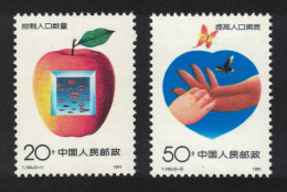 China Butterflies Family Planning 2v 1991 MNH SG#3725-3726 MI#2352-2353 Sc#2320-2321 - Unused Stamps