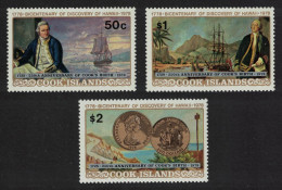 Cook Is. Captain James Cook 250th Birth Coins Ships 3v 1978 MNH SG#613-615 - Cook Islands