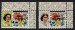 Cook Is. Flowers Surch FOUR DOLLARS $4.00 Without Security RAR 1970 MNH SG#335-336 MI#254x-255x - Cook Islands