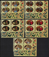 Cook Is. Christmas Paintings 5v Corner Blocks Of 4 1969 MNH SG#310-314 Sc#268-272 - Cook