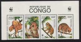 Congo WWF Golden Potto Strip Of 4v WWF Logo 1997 MNH MI#1504-1507 Sc#1134 A-d - Nuovi