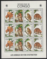 Congo WWF Golden Potto Sheetlet Of 3 Sets 1997 MNH MI#1504-1507 Sc#1134 A-d - Mint/hinged