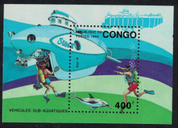 Congo Dolphin Diving Submarines MS 1993 MNH MI#Block 112 - Ungebraucht