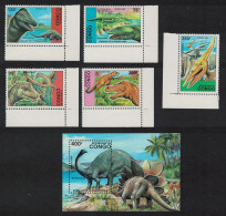 Congo Dinosaurs 5v Corners +MS 1993 MNH MI#1398-1402+Block 124 - Neufs