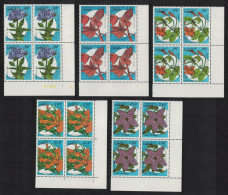 Congo Flowers 5v Corner Blocks Of 4 1993 MNH SG#1375-1379 MI#1387-1391 - Neufs