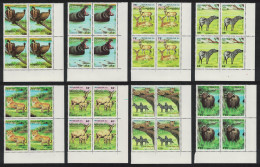 Congo Birds Hippo Zebra Cheetah Wild Animals 8v Corner Blocks Of 4 1993 MNH SG#1349-1356 MI#1363-1370 - Mint/hinged