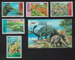 Congo Dinosaurs 5v+MS 1993 MNH MI#1398-1402+Block 124 - Nuovi