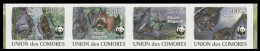 Comoro Is. WWF Livingstone's Fruit Bat Strip Of 4 Imperf Stamps 2009 MNH - Komoren (1975-...)