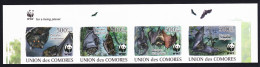 Comoro Is. WWF Livingstone's Fruit Bat Top Imperf Strip WWF Logo 2009 MNH - Comoros