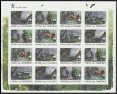 Comoro Is. WWF Livingstone's Fruit Bat Imperf Sheetlet Of 4 Sets 2009 MNH - Comores (1975-...)